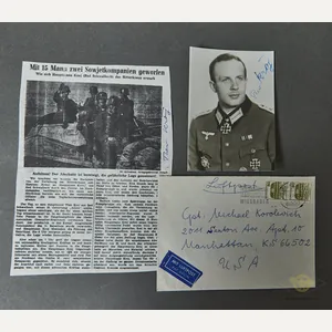 German WWII Signed Photo of Knights Cross Winner Captain Theo …