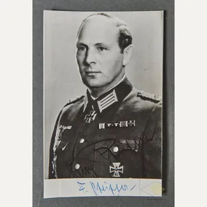 German WWII Signed Photo of Knights Cross Winner Franz Pfeiffer