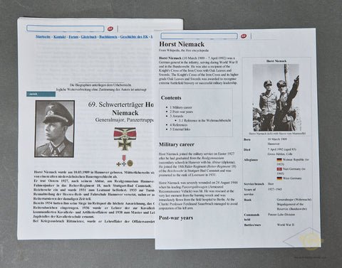 German WWII Signed Pencil Drawing of Knights Cross Winner Horst Niemack — image 4