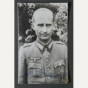 German WWII Signed Photo of Knights Cross Winner Alfred Philippi