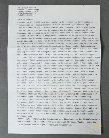 German WWII Signed Photo of Knights Cross Winner Fallschirmjäger Bruno Sassen — image 4