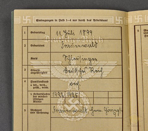 Deutsches Reich Arbeitbuch — image 3
