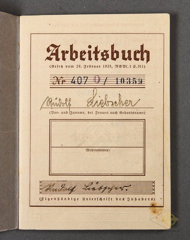 Deutsches Reich Arbeitbuch — image 2