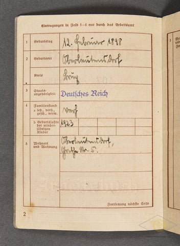 Deutsches Reich Arbeitbuch — image 3