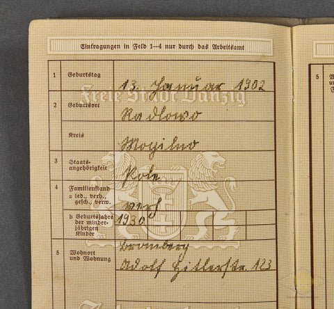 Freie Stadt Danzig Arbeitsbuch — image 3