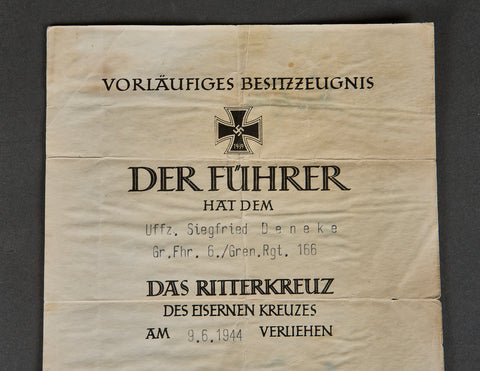 Provisional Certificate for the Knight's Cross of the Iron Cross — image 3