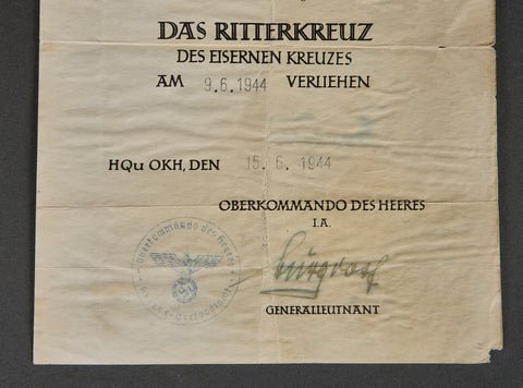 Provisional Certificate for the Knight's Cross of the Iron Cross — image 4
