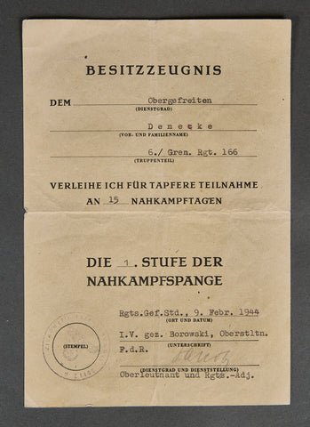 Provisional Certificate for the Knight's Cross of the Iron Cross — image 5