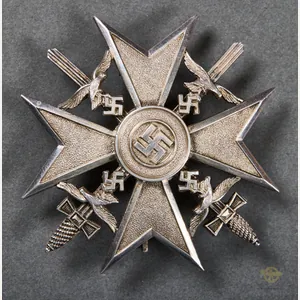 German Pre-WWII Spanish Cross in Silver with Swords by C.E. …