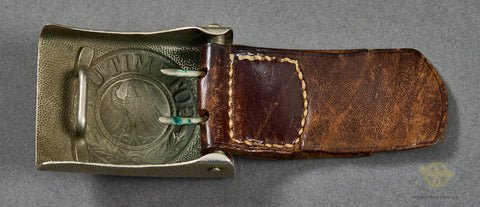 German Weimar Period Army Combat Buckle w/ Leather Tab — image 2
