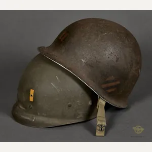 WWII US M-1 Helmet for 3rd ID Captain, Hood Rubber …