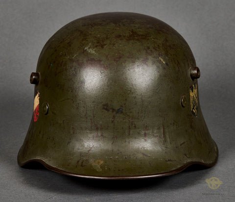 WWII German Army Double Decal Helmet, Reissued from Model 1918 WWI Helmet — image 2