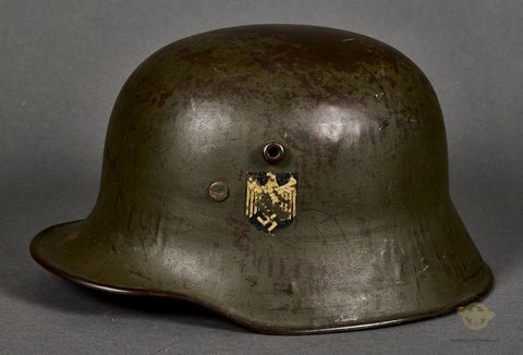 WWII German Army Double Decal Helmet, Reissued from Model 1918 WWI Helmet — image 3
