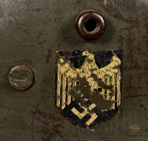 WWII German Army Double Decal Helmet, Reissued from Model 1918 WWI Helmet — image 4