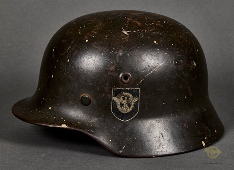 WWII German Model 1940 Police Double Decal Combat Helmet — image 4