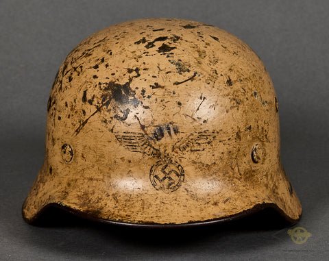 WWII German Model 1940 DAK Tropical Helmet with Veteran Provenance — image 2