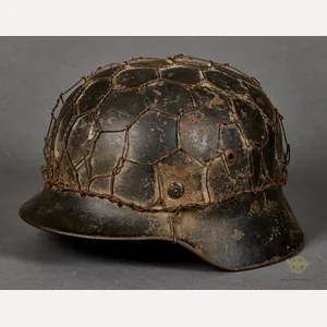 WWII German Model 1935 Army Reissue Combat Helmet with Half …