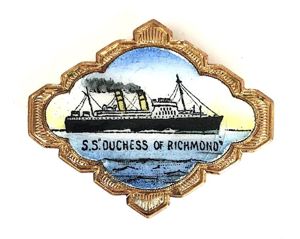 SS Duchess of Richmond Canadian Pacific Steamship hand-painted picture brooch