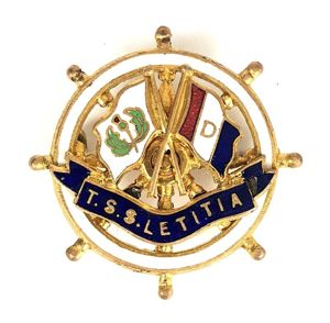 TSS Letitia Donaldson Atlantic Line ships wheel badge