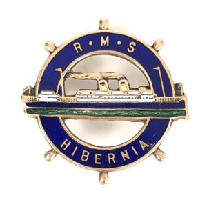 RMS Hibernia ships wheel badge by H.W.MILLER LTD