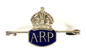 Air Raid Precautions miniature ARP silver plate & enamel sprung …