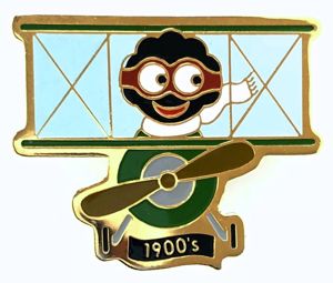 Robertsons 2001 Historical Events Golly pilot & biplane advertising badge