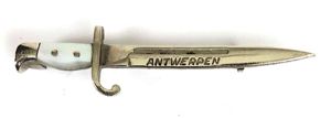 Siege of Antwerpen miniature bayonet battle badge 53mm.