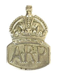 WW2 Air Raid Precautions ARP white metal lady warden pin …