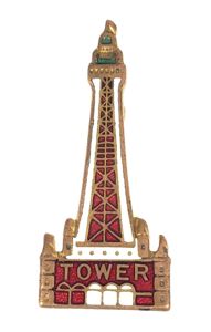 Blackpool Tower red and white enamel souvenir pin badge by …