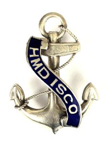 HMD ISCO 1916 hollow silver anchor pin badge