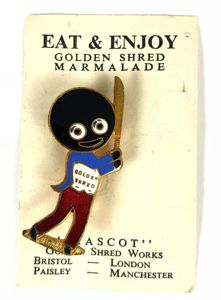 Robertsons Golly Cricketer white waistcoat promotional badge Richard Gomm