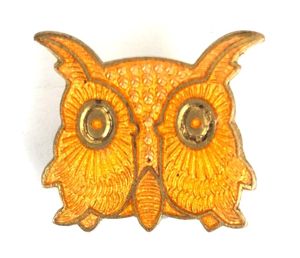 Girl Guides Brown Owl Leader yellow translucent enamel badge Collins …