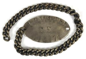 WW1 East Kent Regiment identification ID tag on steel chain …