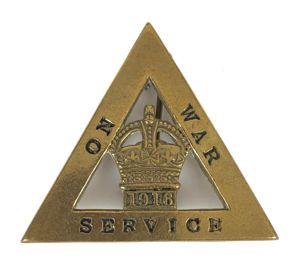 WW1 On War Service 1916 womens munition workers badge J.A.Wylie …