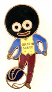 Robertsons Golly footballer yellow waistcoat badge pre war MELSOM