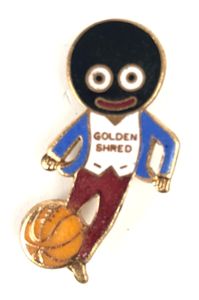 Robertsons Golly footballer white waistcoat advertising badge FATTORINI & SONS