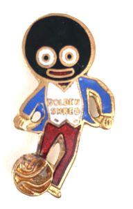 Robertsons Golly footballer white waistcoat advertising badge CHARLES DAVIS