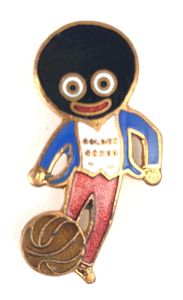 Robertsons Golly footballer white waistcoat advertising badge by H.W.MILLER