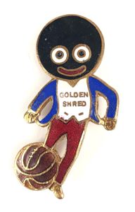 Robertsons Golly footballer white waistcoat advertising badge FATTORINI & SONS