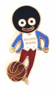 Robertsons Golly footballer white waistcoat advertising badge Fattorini Dimple Back