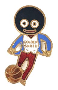 Robertsons Golly footballer white waistcoat advertising badge CHARLES DAVIS