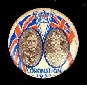 King George VI & Queen Elizabeth 1937 Coronation tin button …