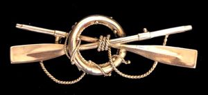 1894 Rowing Club crossed oars & bouy hollw silver brooch