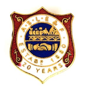 ASLEF 20 years service railway trade union badge