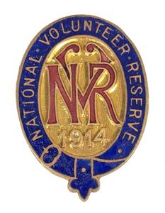 1914 National Volunteer Reserve emergency force badge