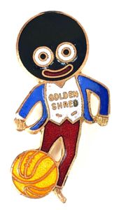 Robertsons Golly footballer white waistcoat advertising badge R.E.V.Gomm