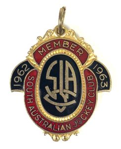1962 -1963 South Australian Jockey Club Racecourse Annual Member Badge