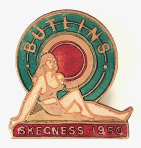 Butlins 1950 Skegness holiday camp girl in swimsuit badge