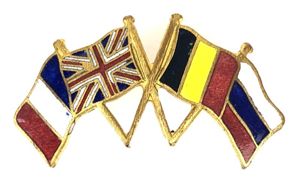 WW1 United Allies Britain France Belgium and Russian flag badge