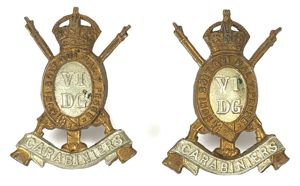 WW1 Carabiniers (6th Dragoon Guards) matching collar badges attributed see …